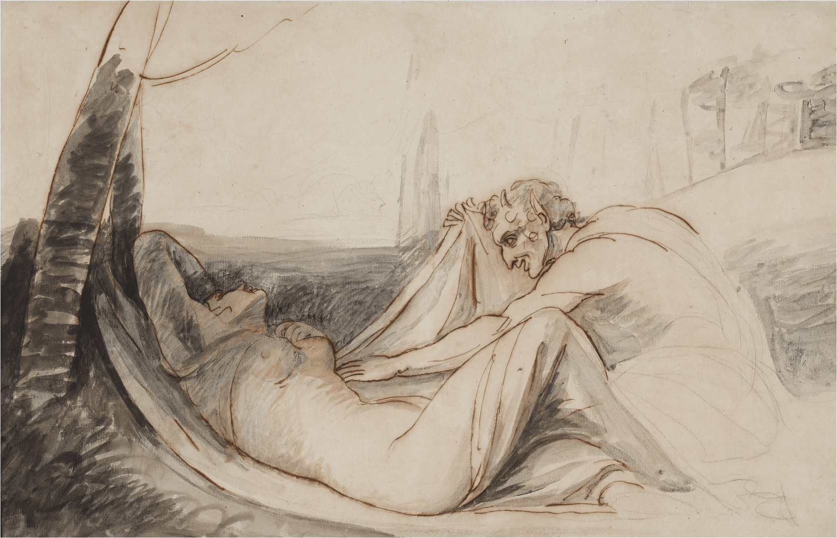 Graphite, ink and wash on paper  11 7/8 x 17 ½ in. (29 x 44.5 cm)