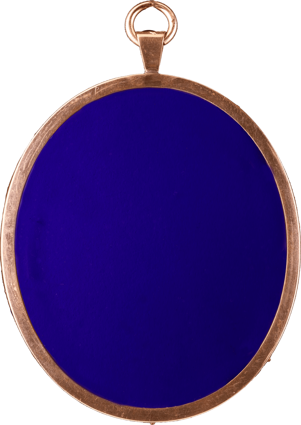 Watercolour on ivory in gold coloured frame the reverse with blue glass Oval, 2 1/4 in (57 mm) high