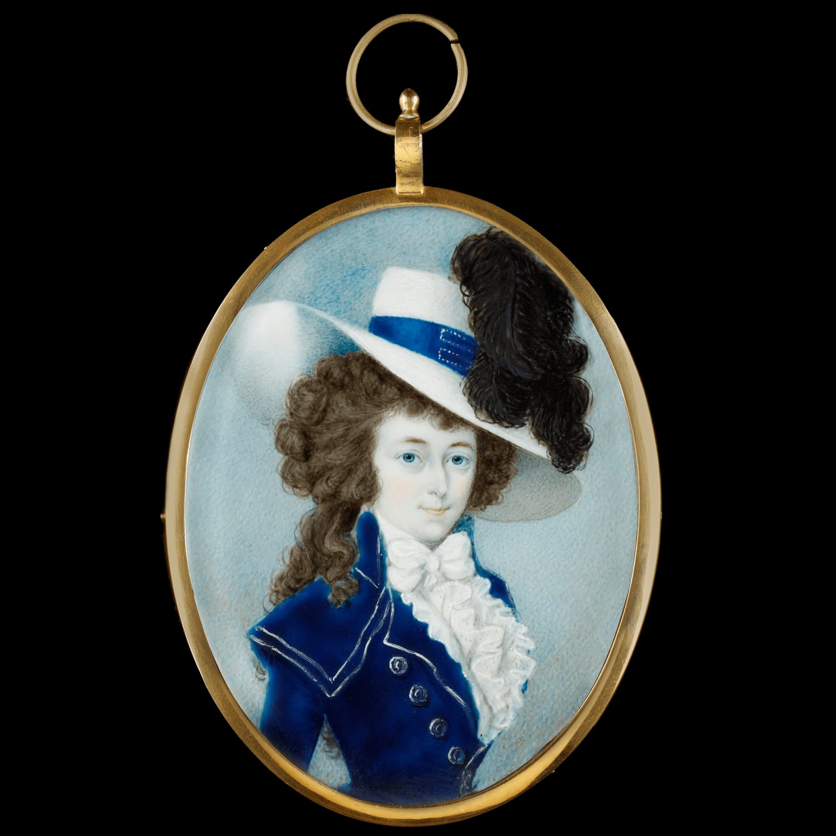 Watercolour on ivory Oval, 3 3/8 (85 mm) high