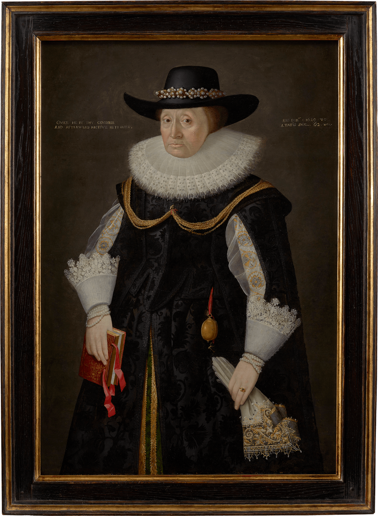 English School 1629 Portrait Of A Lady Wearing A Black Dress