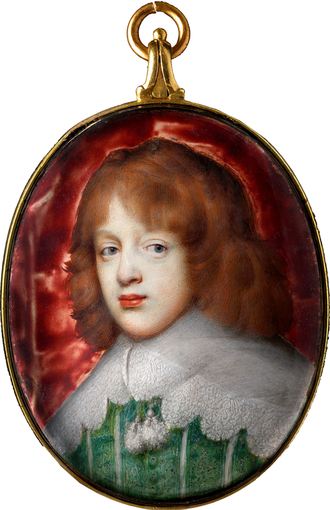 Engraved on the reverse ‘Earl / of / Carnarvon’ Watercolour and bodycolour on vellum, mounted on card in gilt-metal frame Oval, 2in (52mm) high