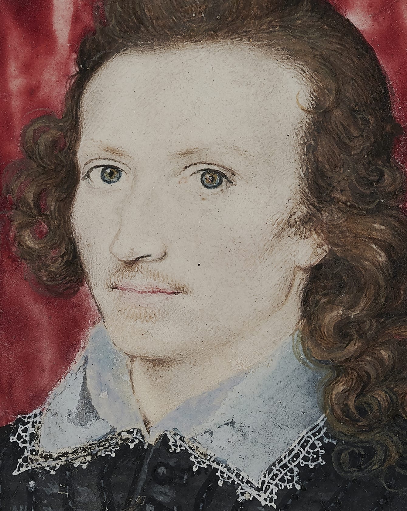 Watercolour on vellum, laid down on card in gold locket frame (probably 18th century), the reverse with an enamel of flowers dating to the mid-17th century Oval, 1 ¾ in (44 mm) high