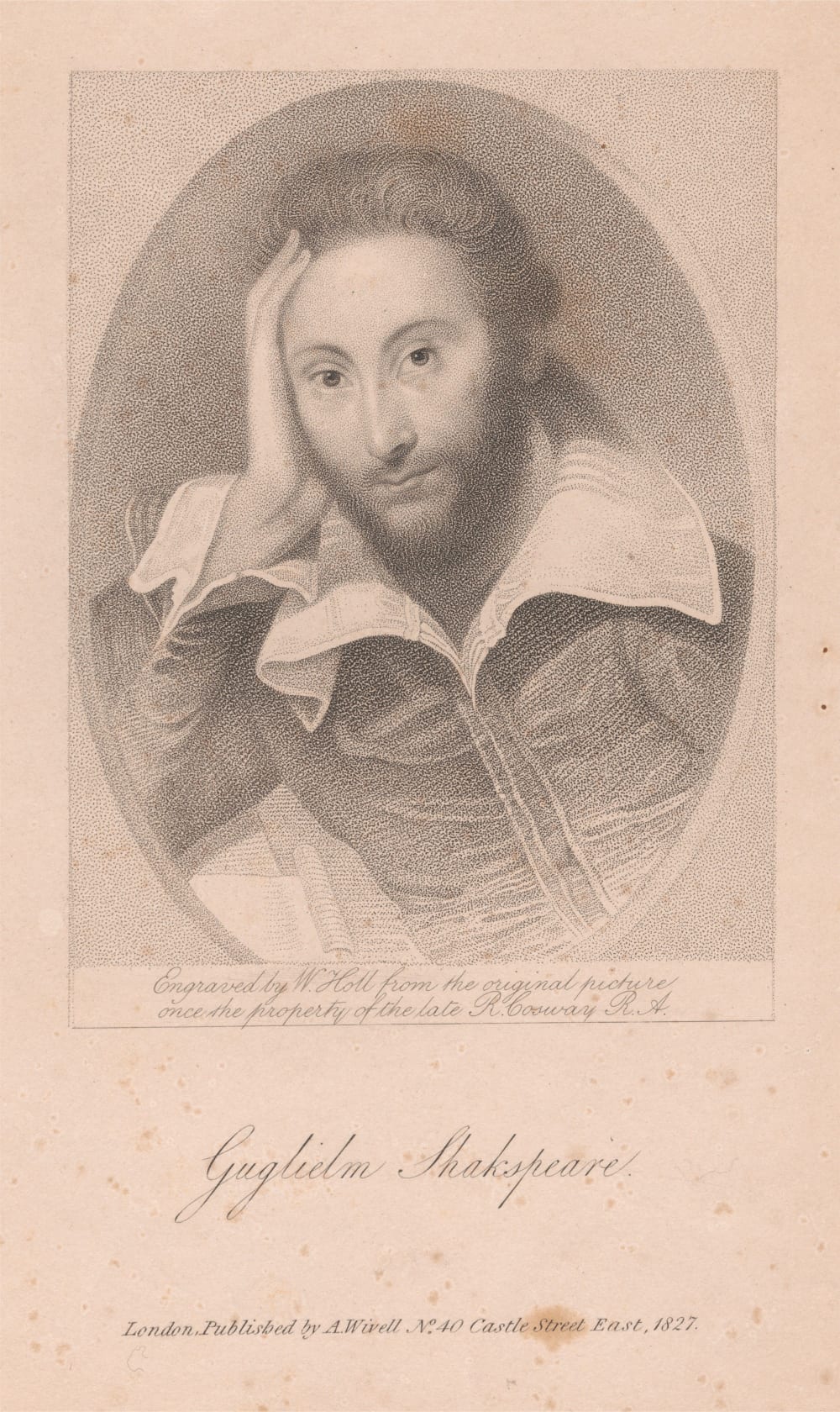 Mark A Van Dijk; W. Shakespeare on back  Oil on panel  20 5/8 x 18 1/8 in. (55 x 46 cm)