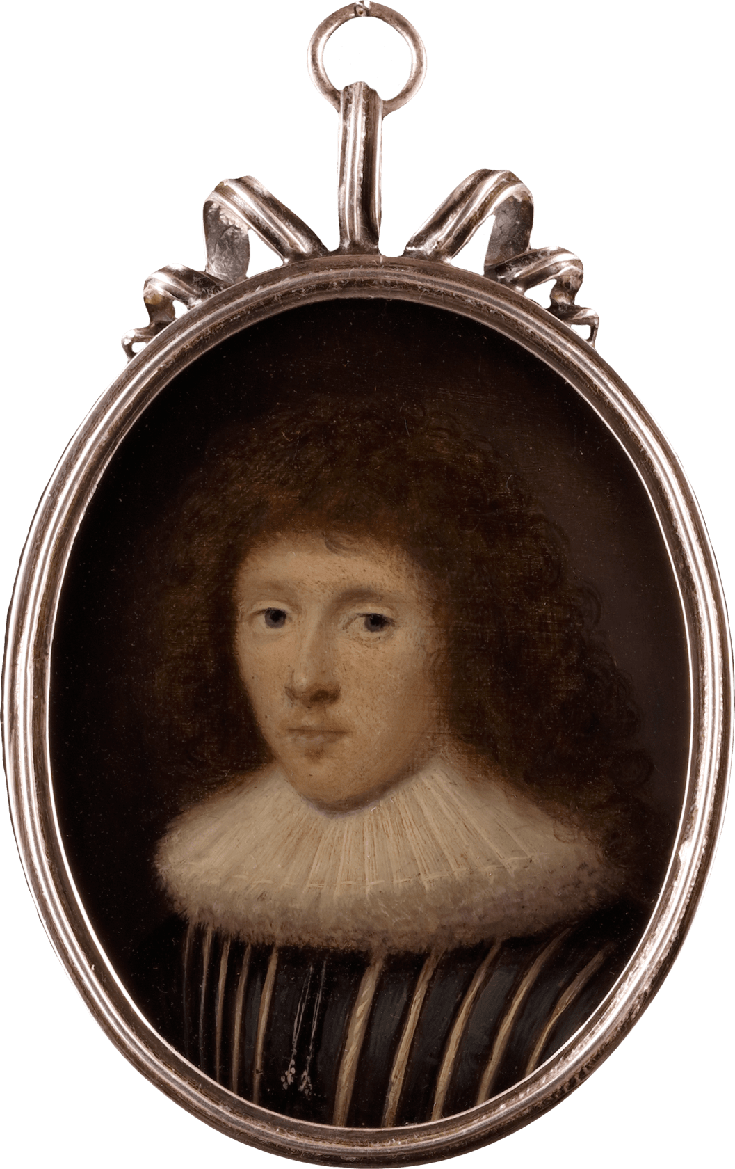 Oil on copper set in silver-gilt frame with scroll surmount Oval, 1.9 in (48 mm) high