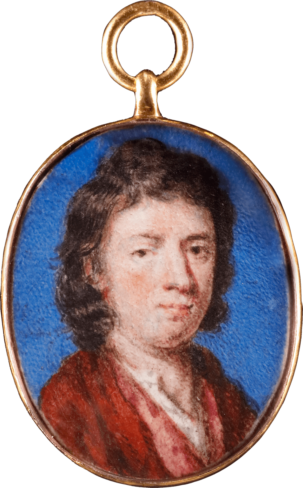 Watercolour on vellum in gold locket frame Oval, 1 in (25 mm) high