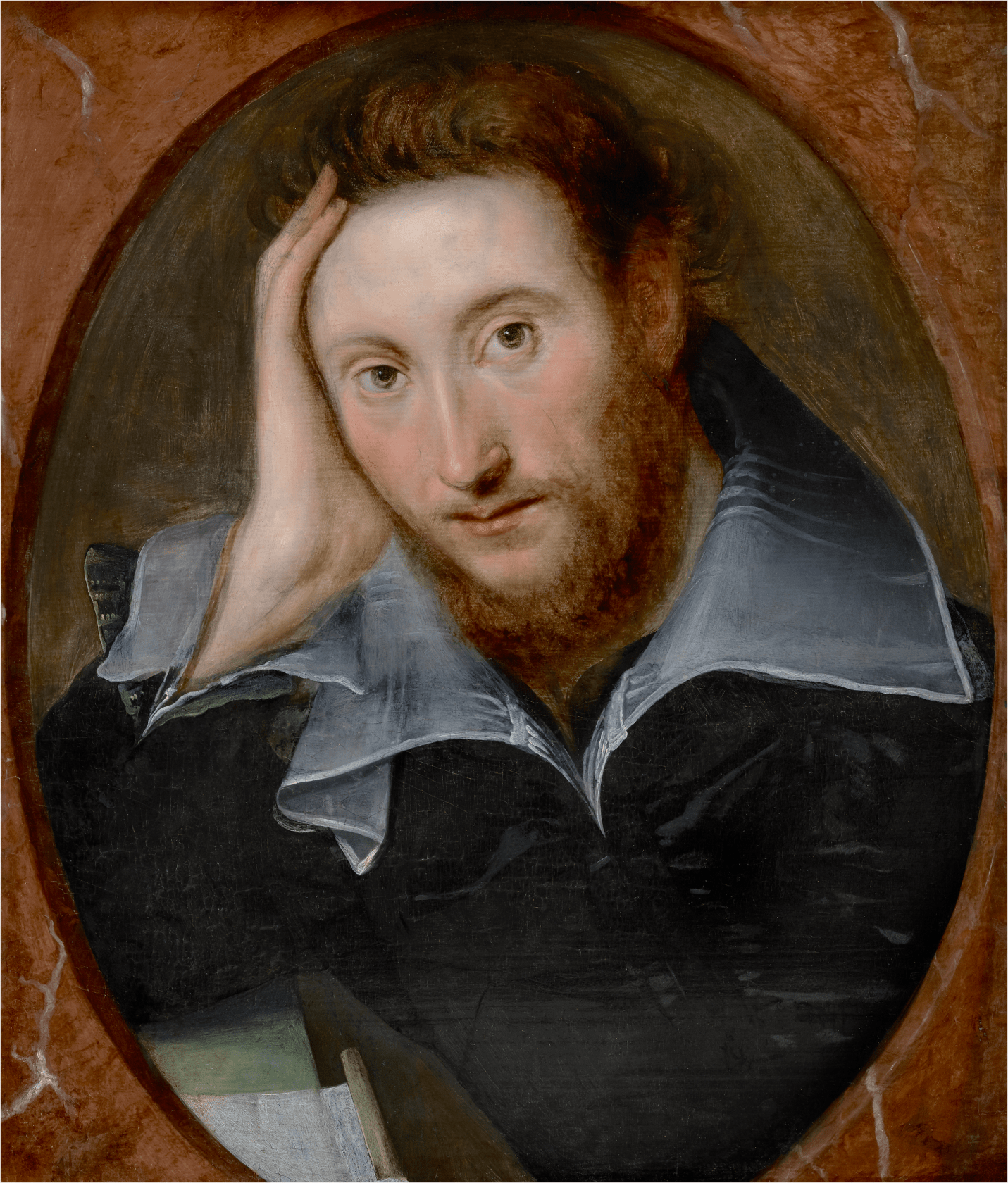 Mark A Van Dijk; W. Shakespeare on back  Oil on panel  20 5/8 x 18 1/8 in. (55 x 46 cm)