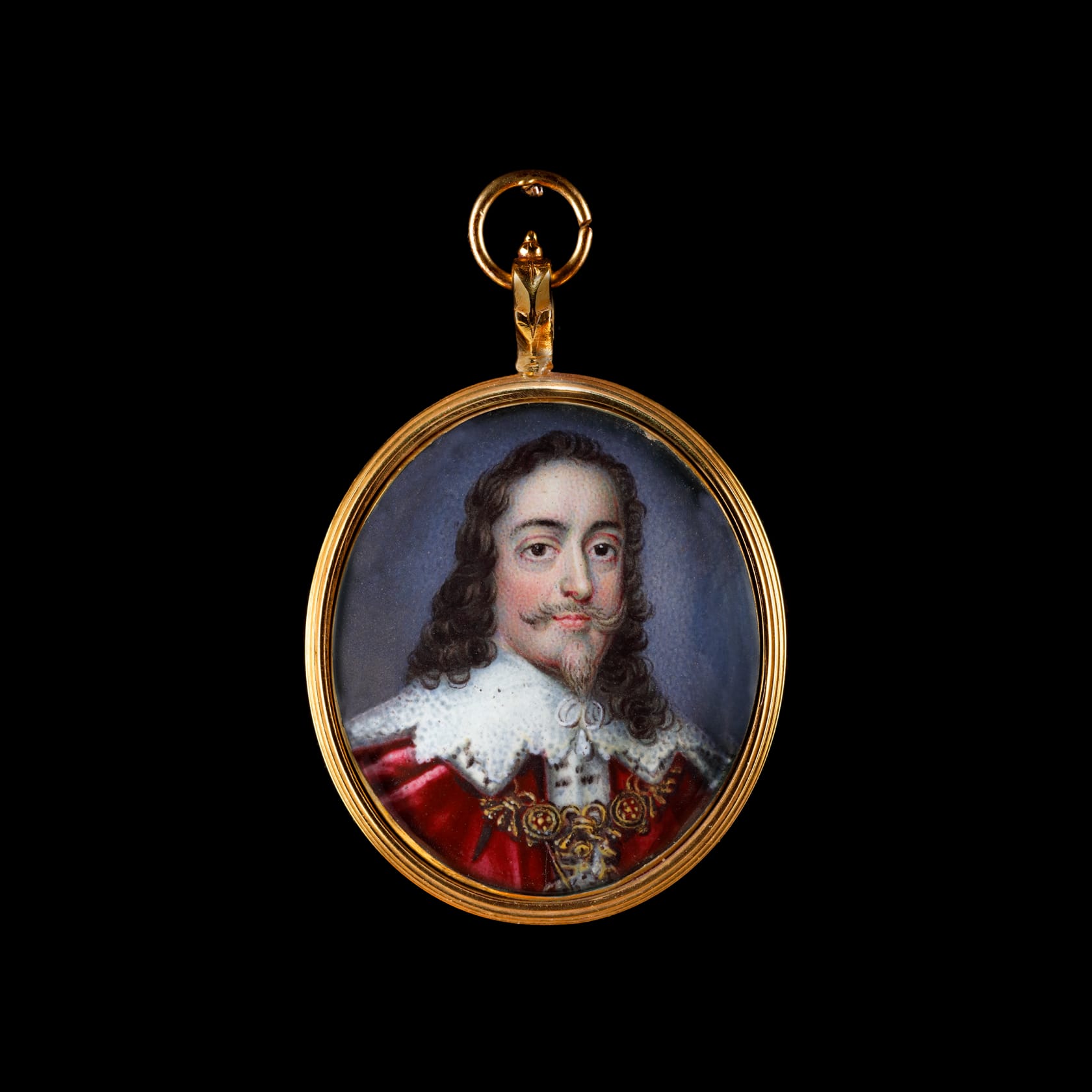 English School 18th Century King Charles I 1600 1649 Wearing Ermine Trimmed Crimson Robes Of State Garter Chain And Wide Lace Collar Philip Mould Company English School 18th Century King Charles I 1600 1649 Wearing Ermine Trimmed Crimson Robes Of State Garter Chain And Wide Lace Collar Philip Mould Company