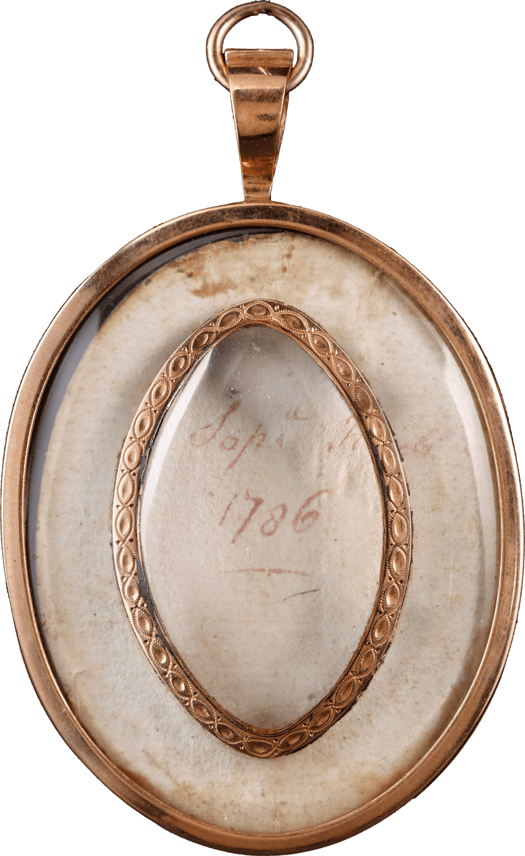 Signed and dated with initials on obverse, 'SH/1786' and in full on the reverse 'Soph Howell/1786' Watercolour on ivory in original gold frame Oval, 2 1/8 in (55 mm) high