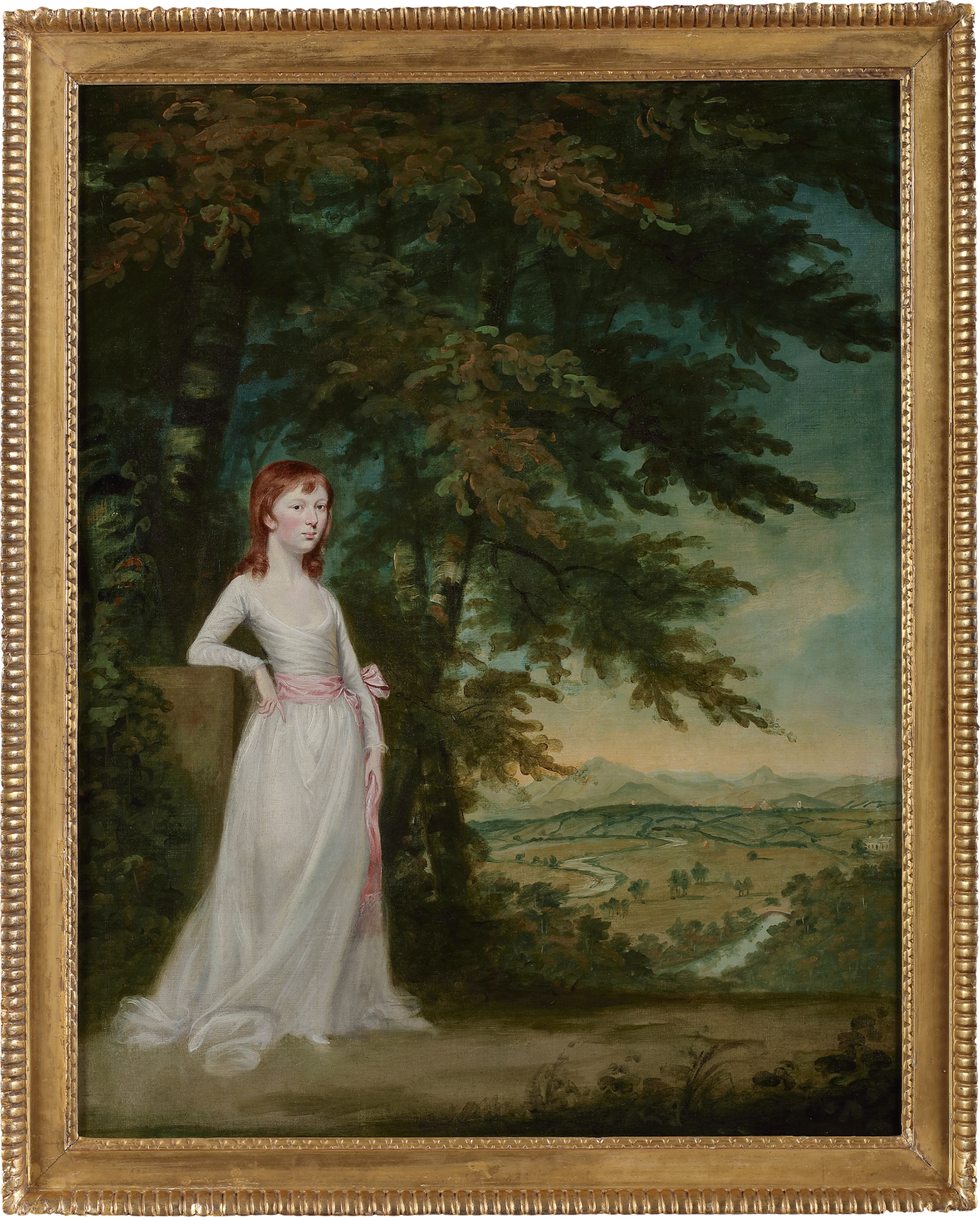 With a pencil sketch by the artist entitled ‘Sunday School’ affixed verso, watermarked ‘CMD 1818’ and a wax-sealed inscription ‘Maria Spilsbury / Jane Bryan / of Cong County / Galway’ affixed verso  Oil on canvas  29 3/8 x 22 7/8 in. (74.5 x 58 cm)