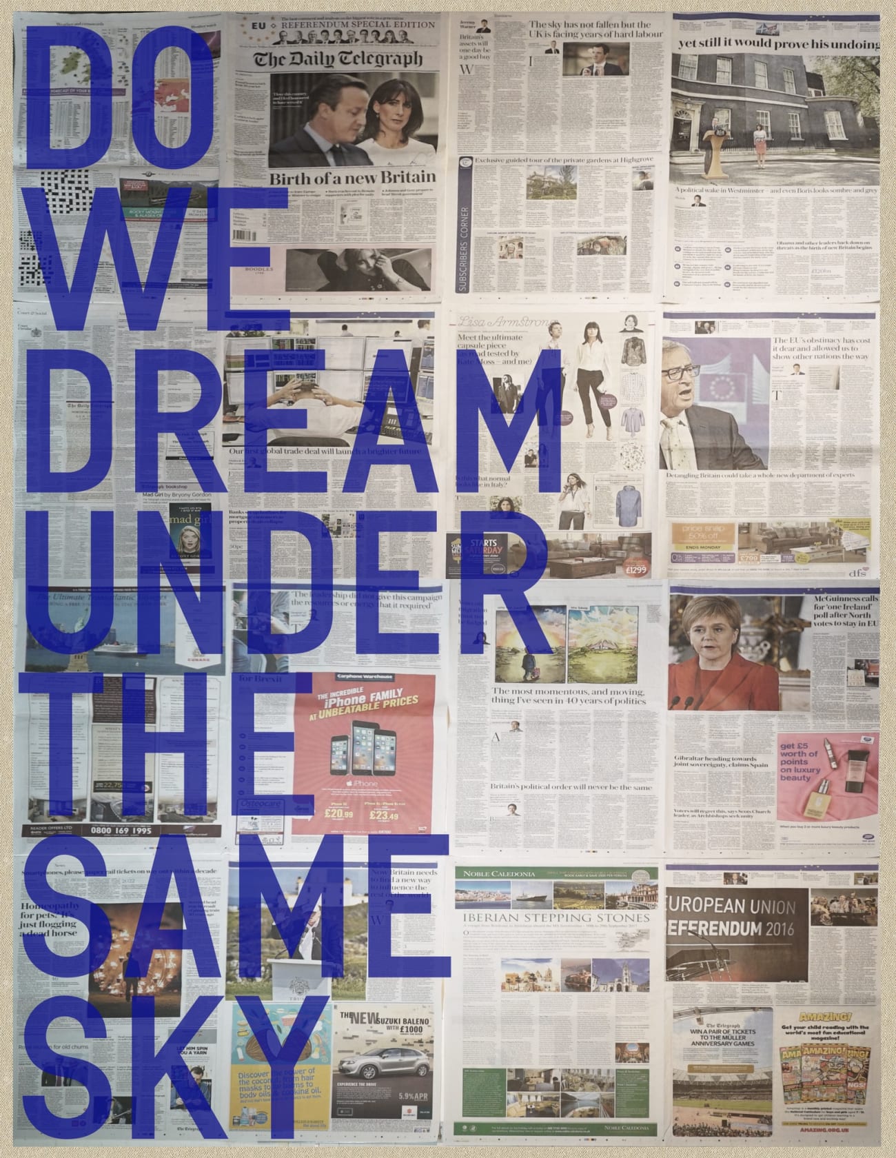 Rirkrit Tiravanija, untitled 2016 (do we dream under the same sky, the daily telegraph, june 25, 2016), 2016
