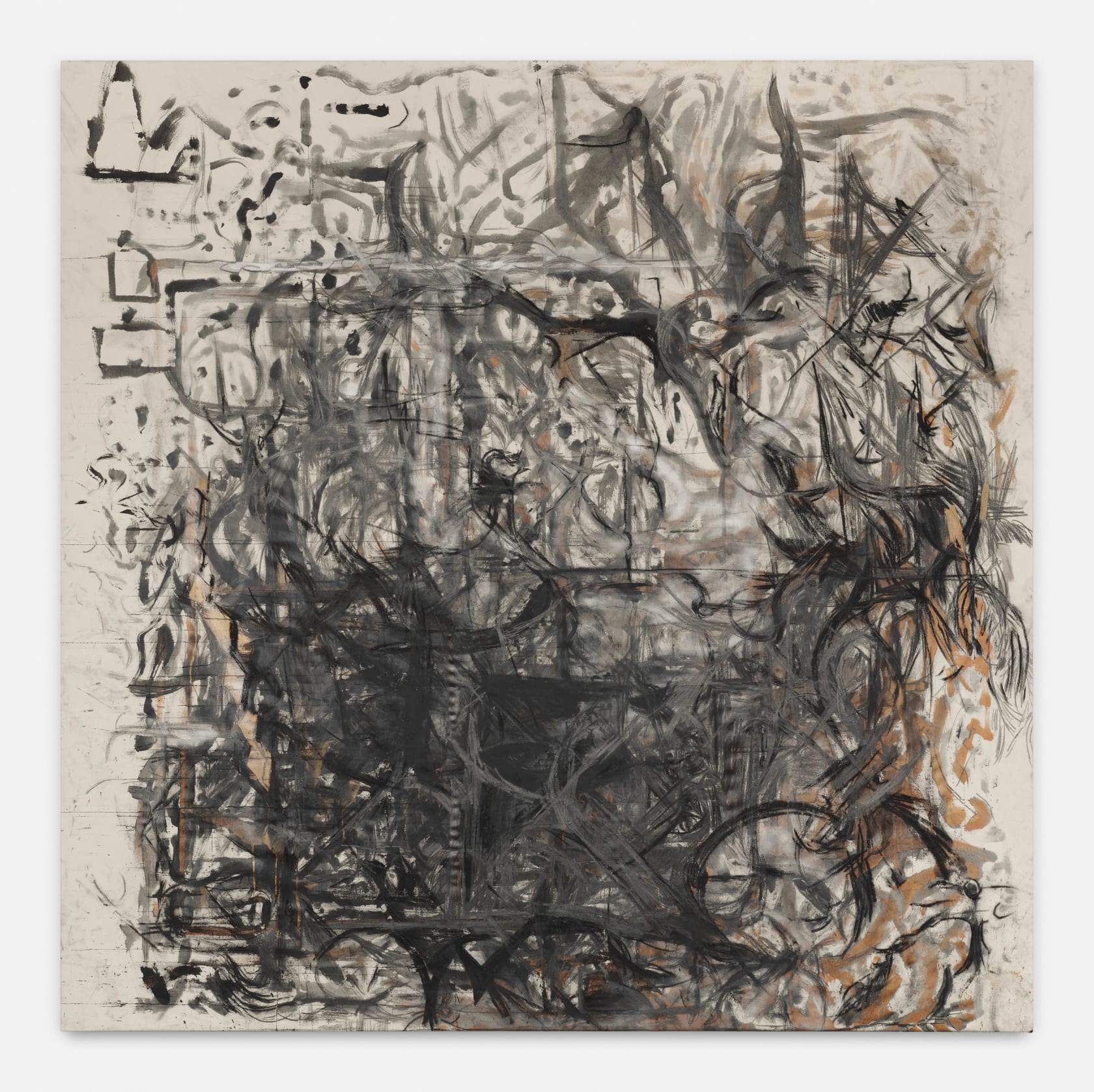 Peppi Bottrop rü. mrk2019 Charcoal, graphite, irodine pigment, bronze pigment and acrylic medium on canvas 280 x 280 cm 110...