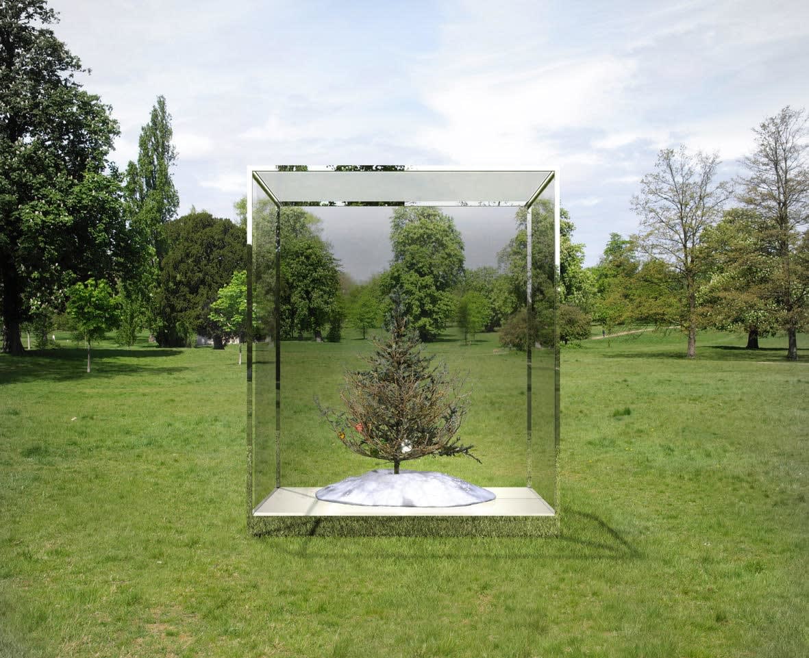 Philippe Parreno Fraught Times, UK 22nd–23rd March 20132020 Tree: Cast and painted stainless steel, glass and 5 glass ornaments Glass...