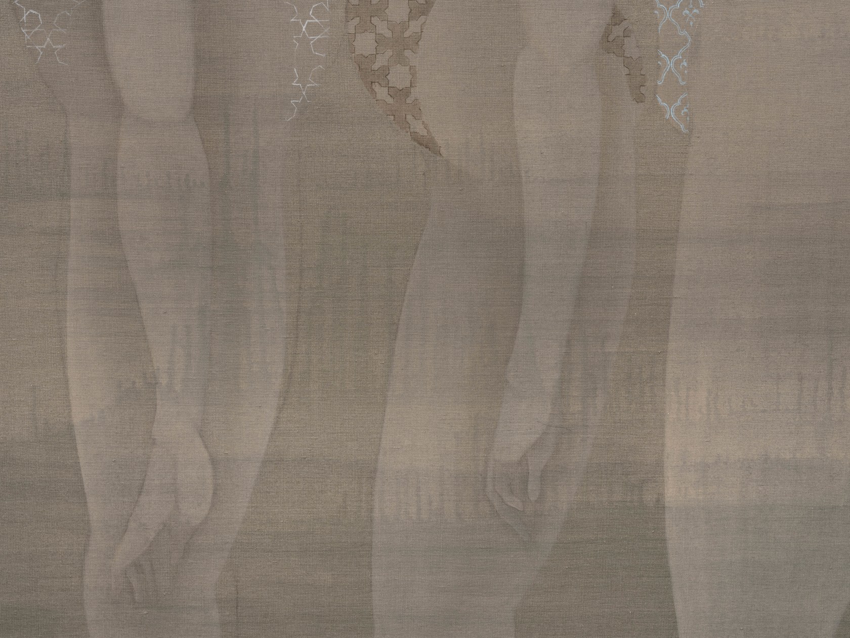 Hayv Kahraman The Five2020 Oil on linen 195.6 x 271.8 cm 77 x 107 in