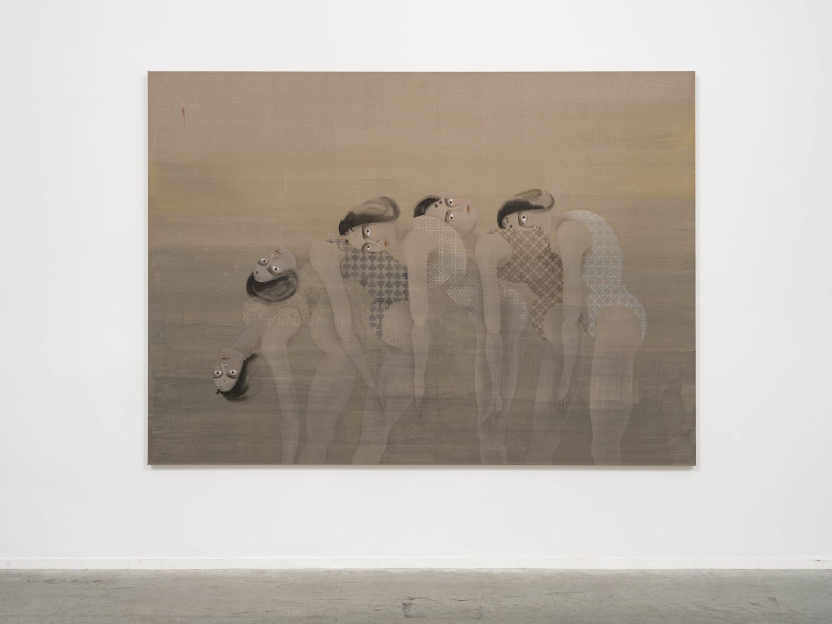 Hayv Kahraman The Five2020 Oil on linen 195.6 x 271.8 cm 77 x 107 in