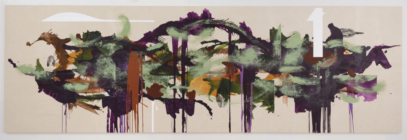 Elizabeth Neel Nightjars and Allies2019 Acrylic on canvas 200.7 x 617.2 cm 79 x 243 in