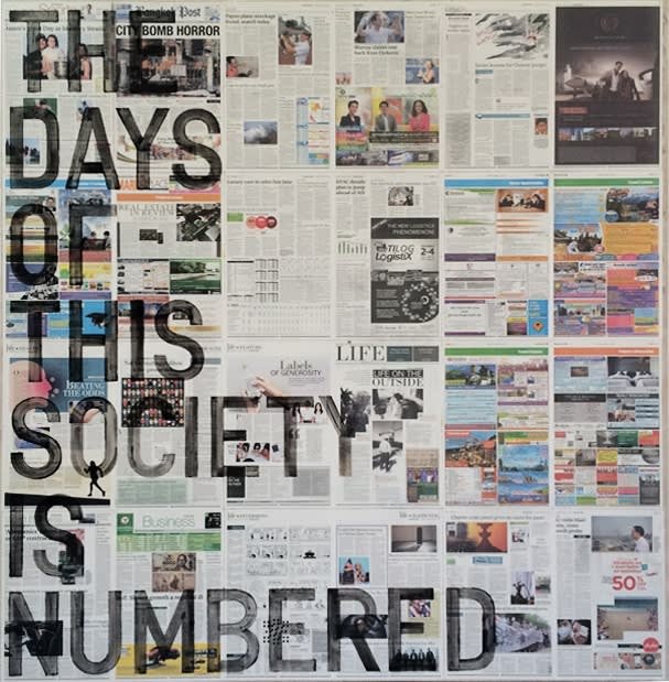 Rirkrit Tiravanija, untitled 2016 (the days of this society is numbered, bangkok post, August 12, 2015), 2016