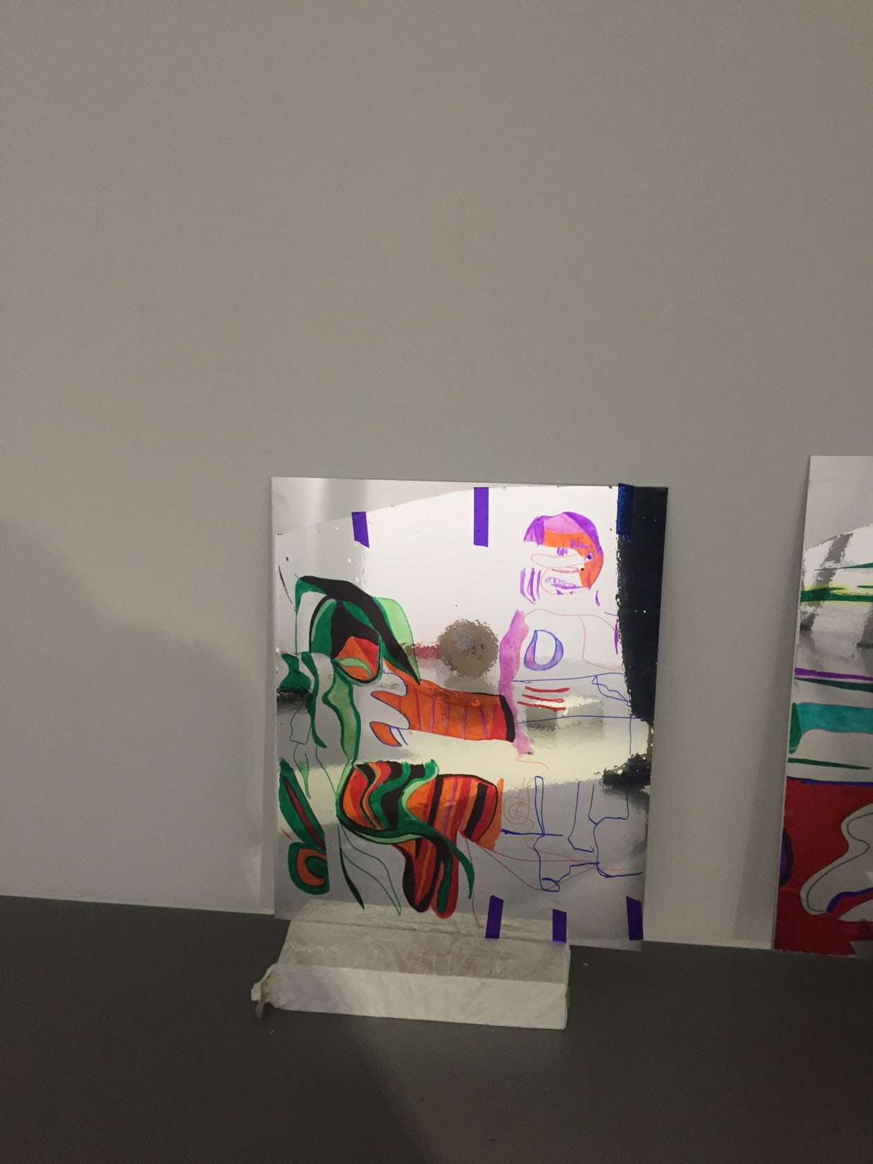 Keren Cytter Untitled 2018 Markers on Reflective Solar Film Light Heater Film self Adhesive Mylar Mirror contact paper 62.5 x...