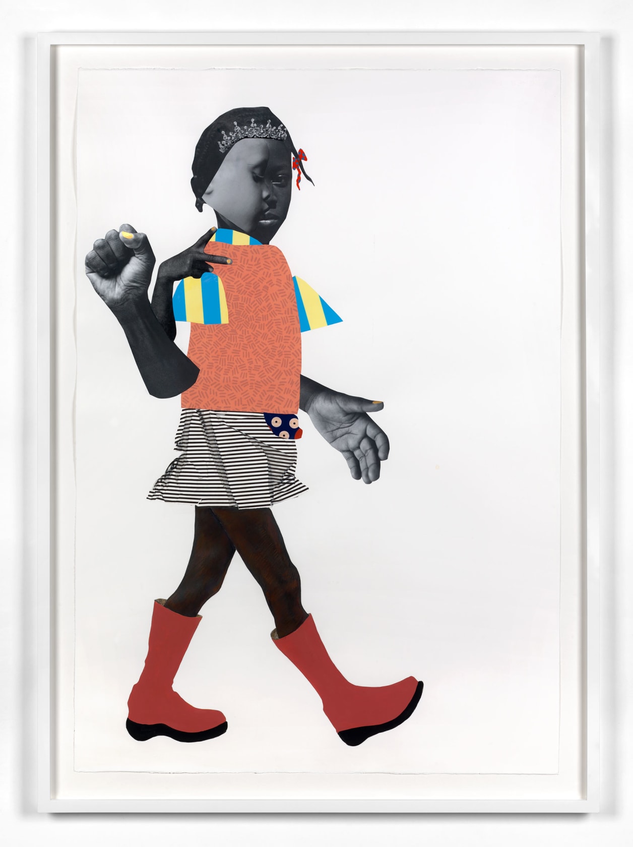 Deborah Roberts Either by the hawk or by the dove; I am the seed and the bloom; Sewed together, 2018