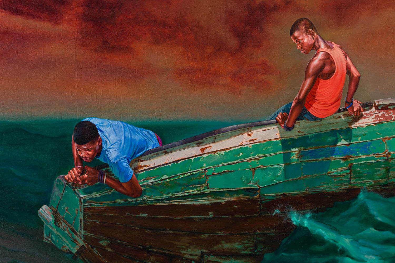 Kehinde Wiley, The Herring Net (Zakary Antoine and Samedy Pierre Louisson), 2017