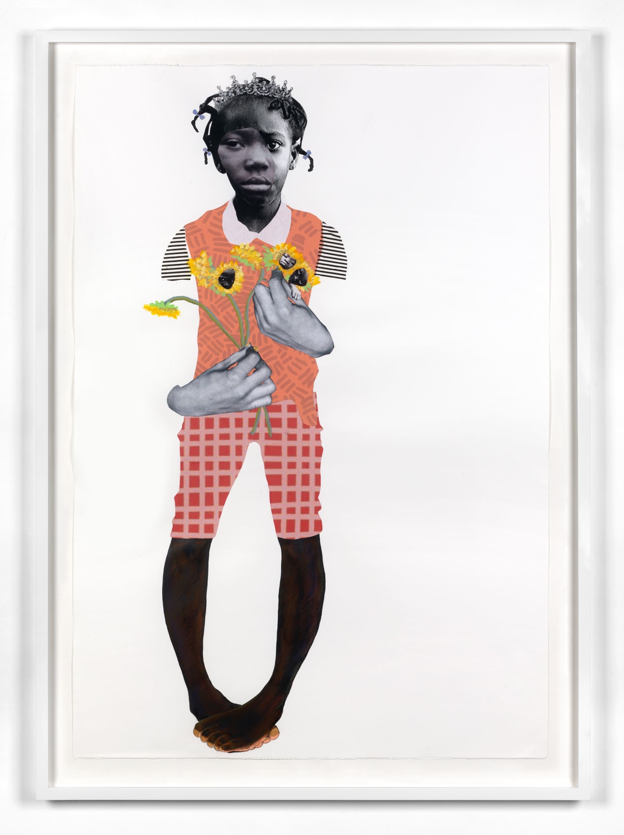 Deborah Roberts Either by the hawk or by the dove; I am the seed and the bloom; Sewed together, 2018