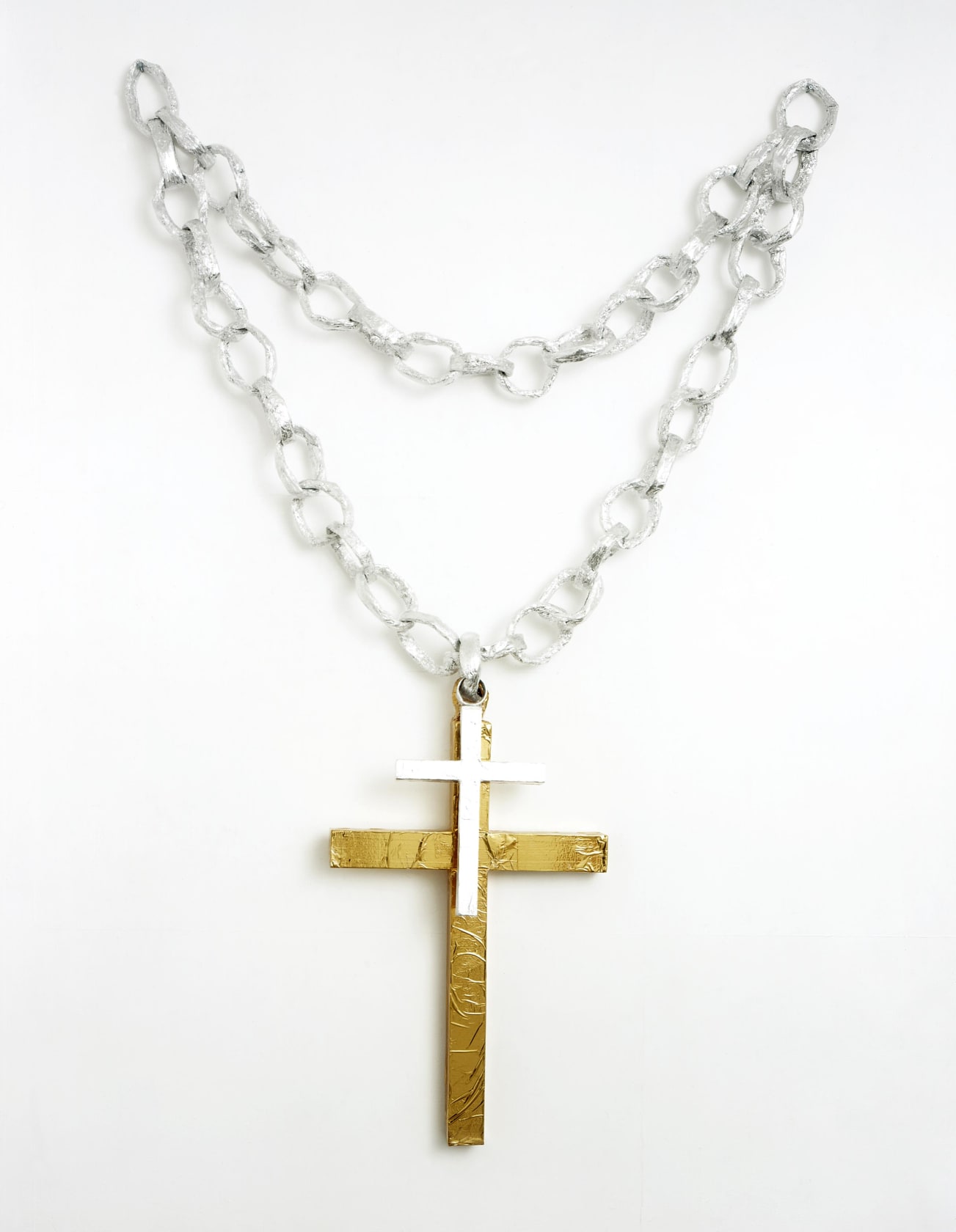 Thomas Hirschhorn, Twin Cross-Chain (Gold), 2002