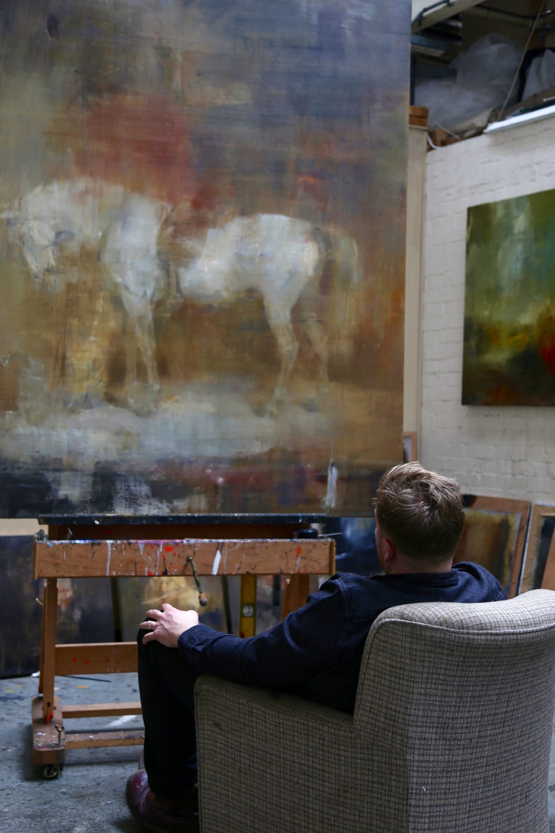Jake Wood-Evans, White horse in a stable after Sir Edwin Henry Landseer, 2017