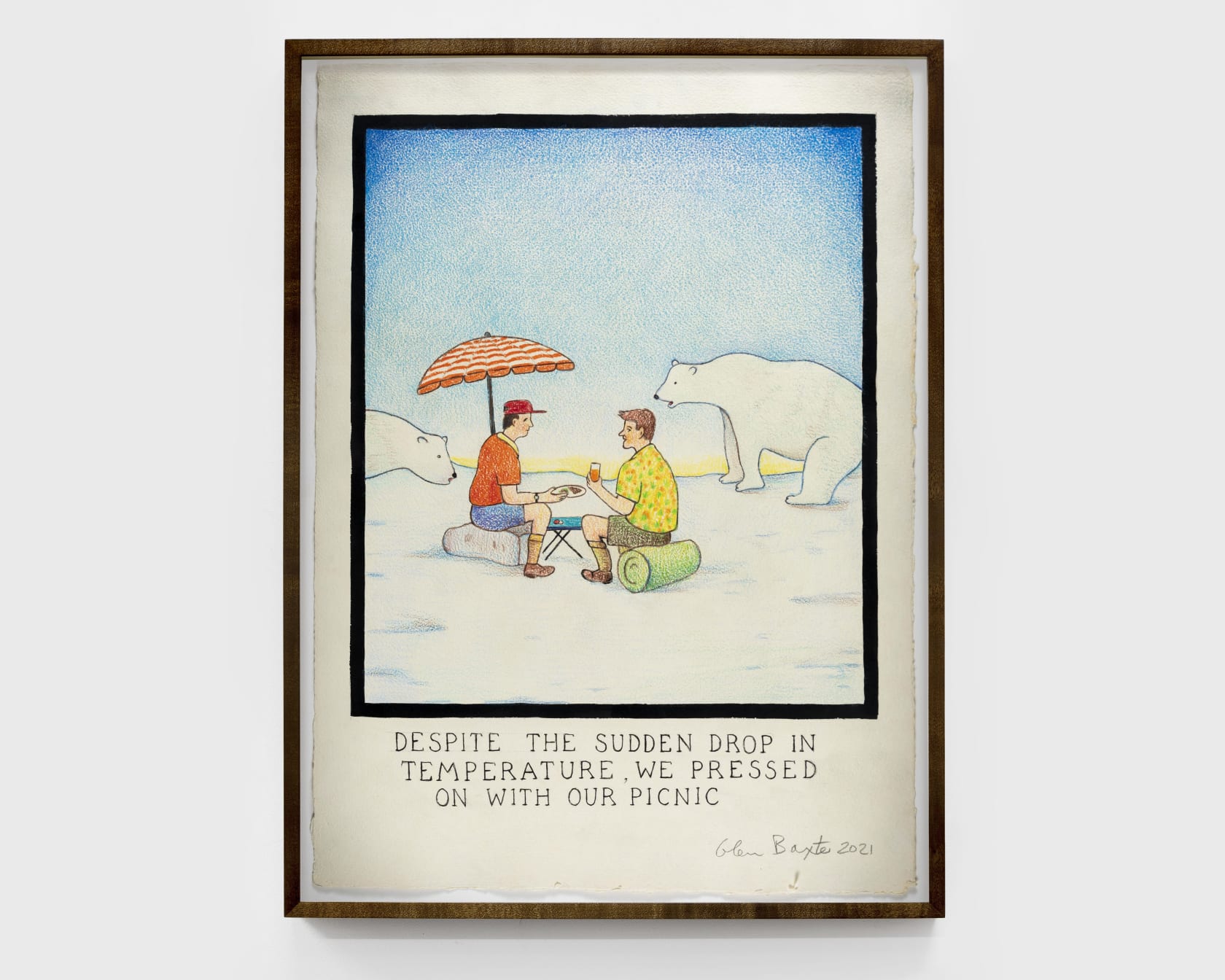 Glen Baxter Despite the Sudden Drop in Temperature, We Pressed on With Our Picnic, 2021