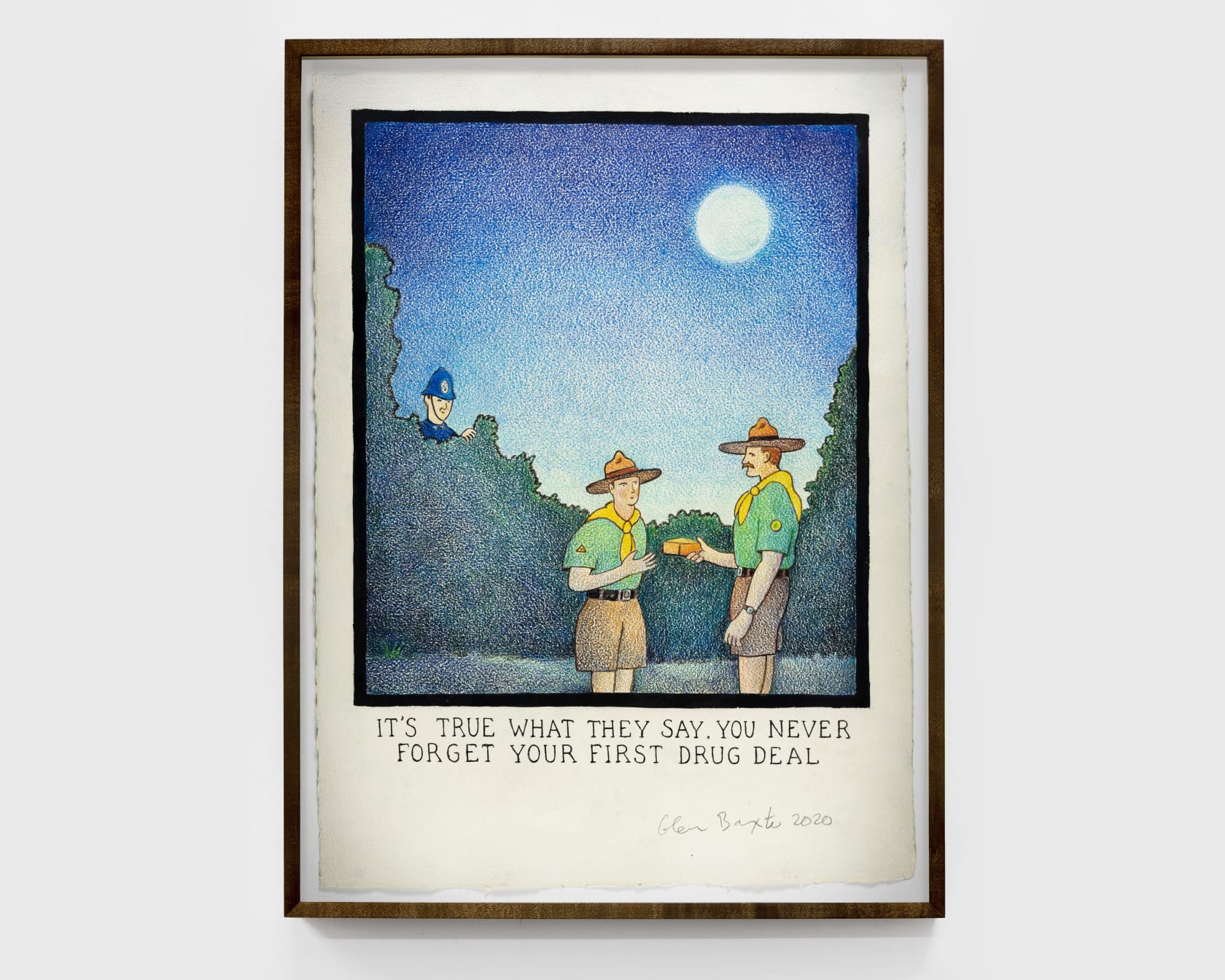 Glen Baxter It's True What They Say, You Never Forget Your First Drug Deal, 2020