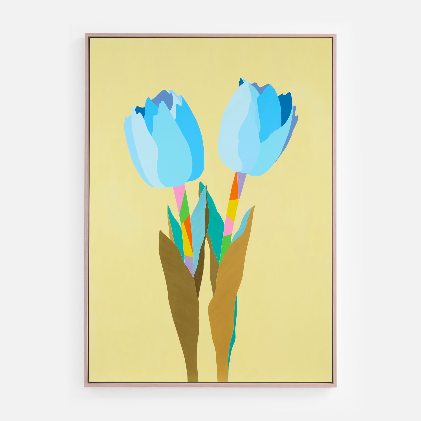 Pedro Paricio Two Blue Tulips With Golden Leaves