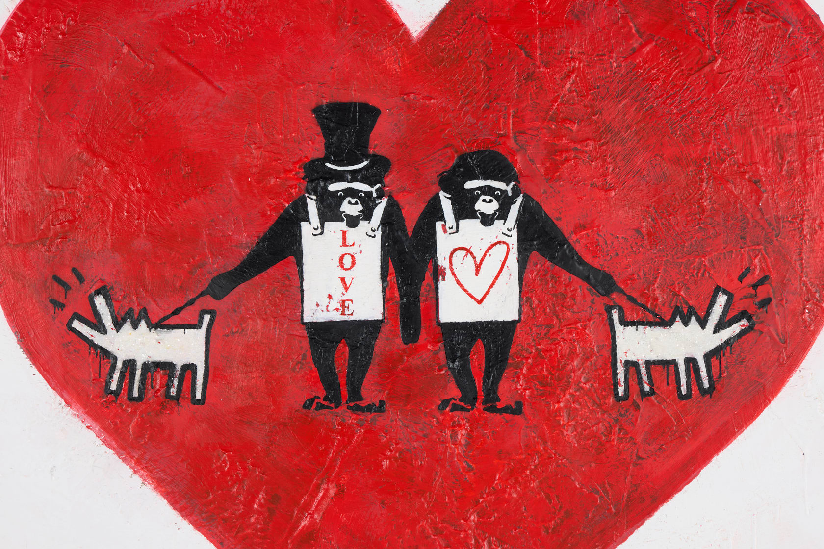 James McQueen McQueen Monkeys with Haring Dogs (Canvas)