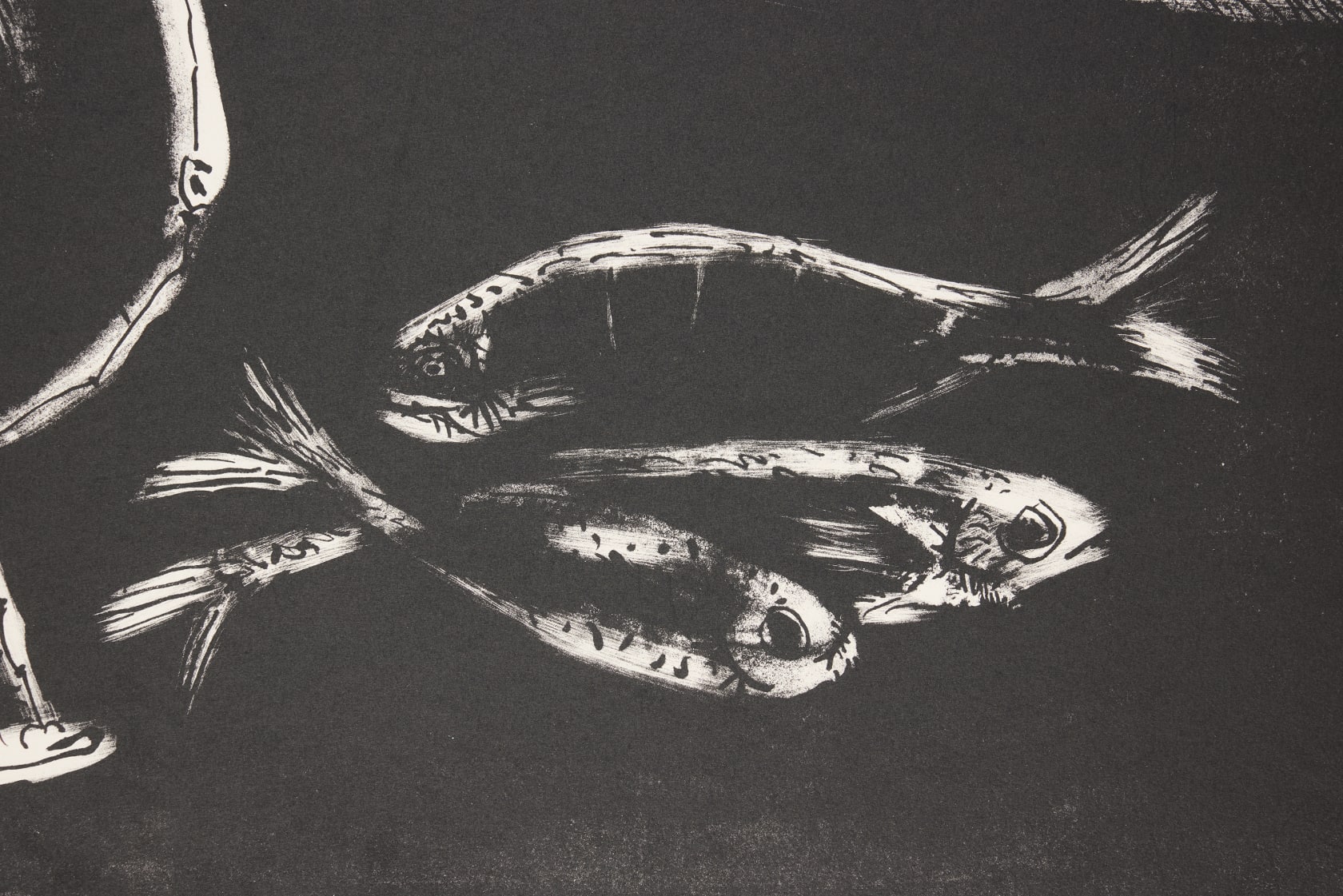 Pablo Picasso, Table aux poissons, fond noir, 1948