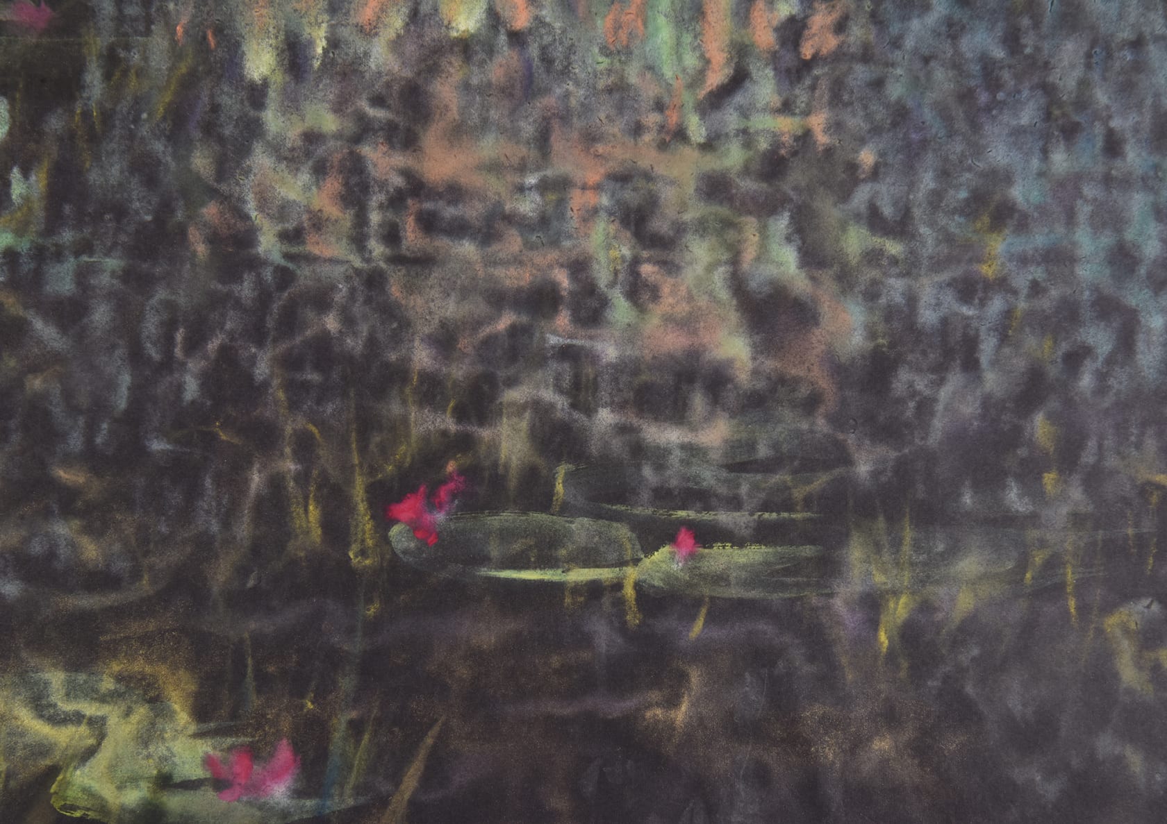 Wang Tingxin, Red Water Lilies in Summer Pond, 2017