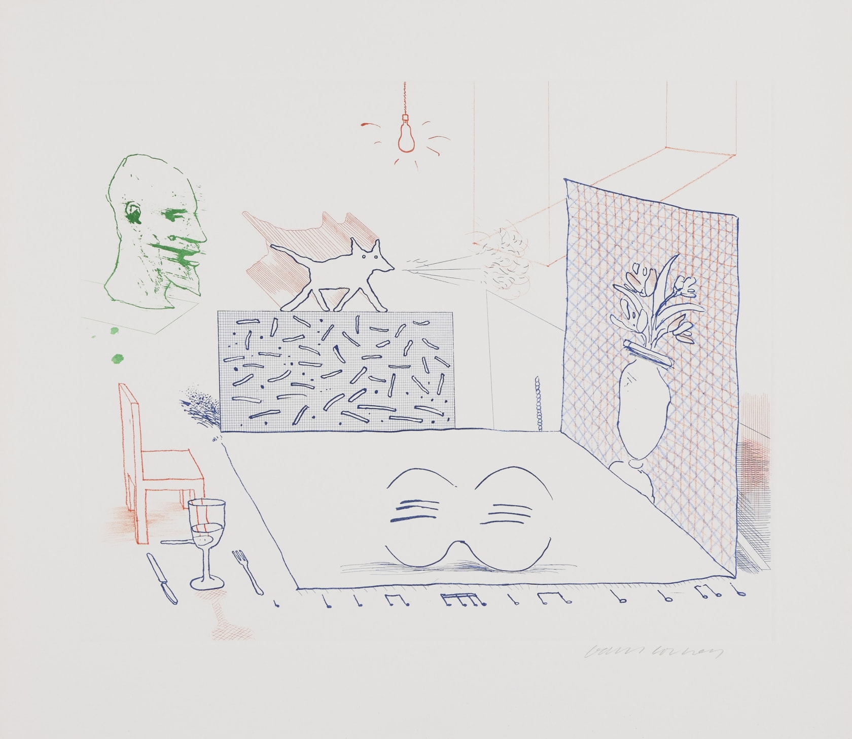 David Hockney, The Blue Guitar , 1976-77