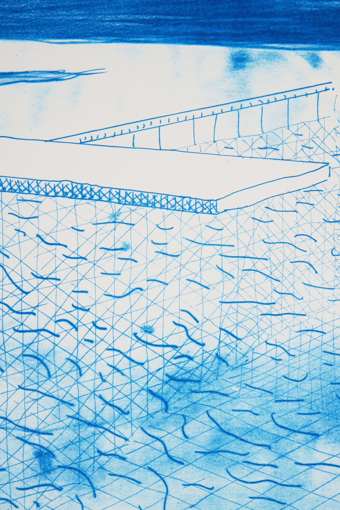 David Hockney Lithograph of Water Made of Lines