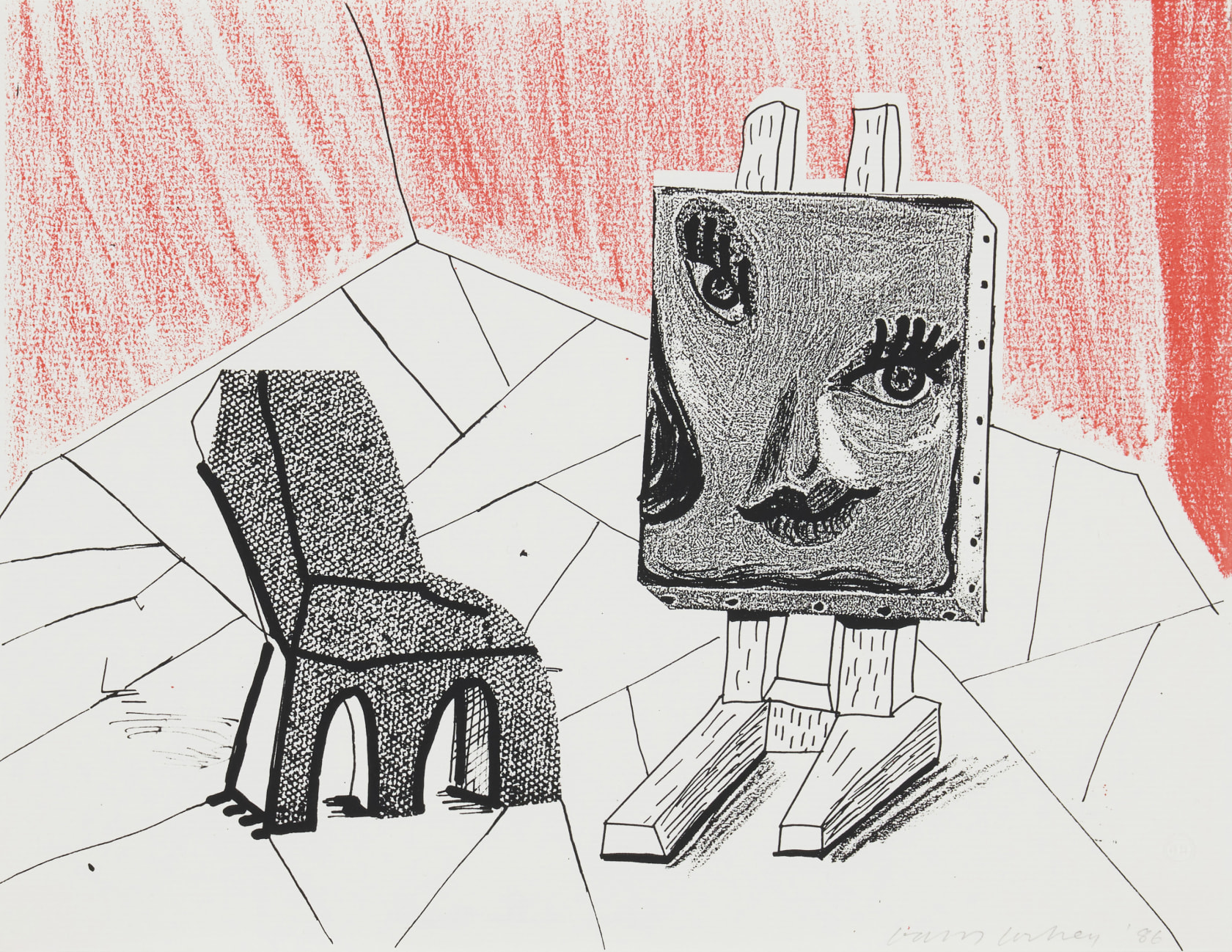 David Hockney, Celia with Chair , 1986
