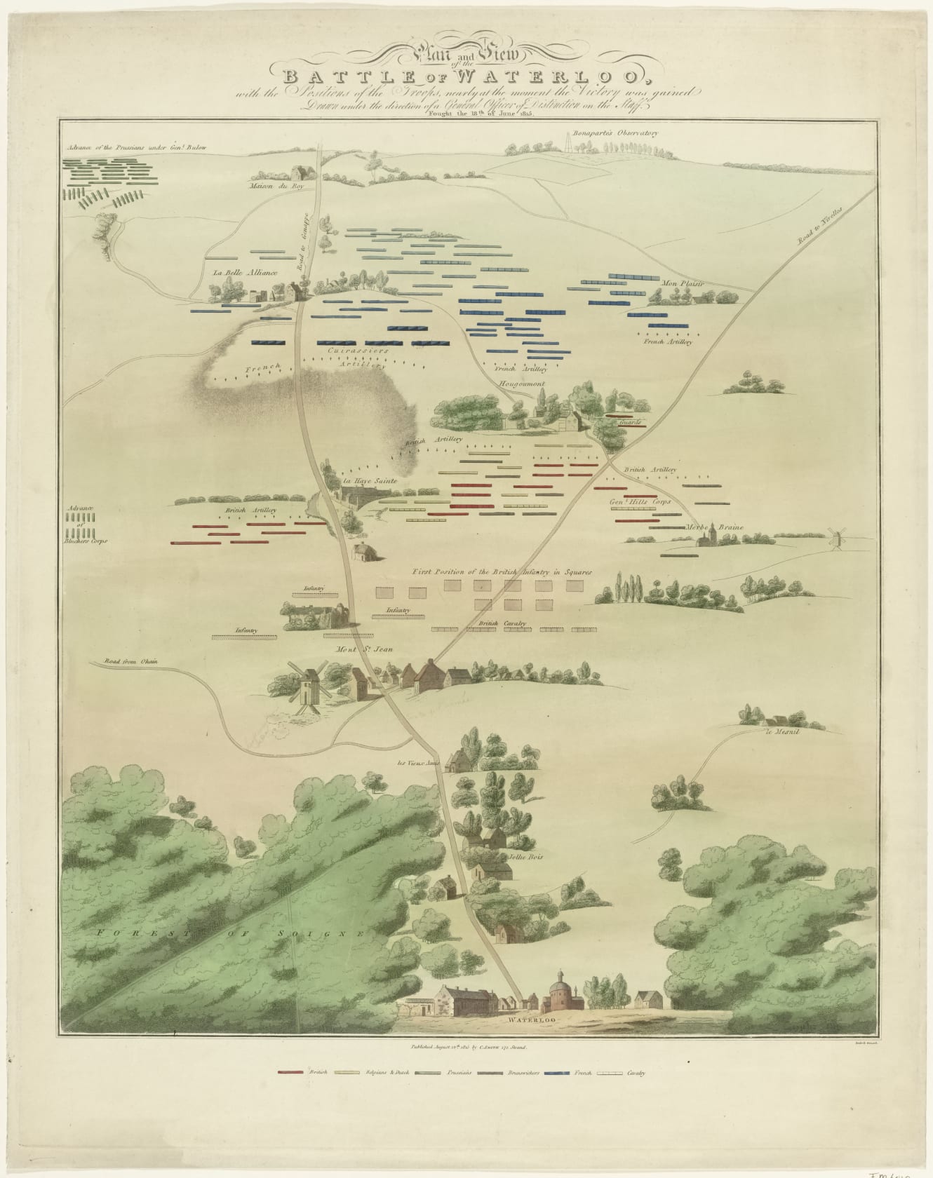 Samuel John Neele, Map and View of the Battle of Waterloo, 1815
