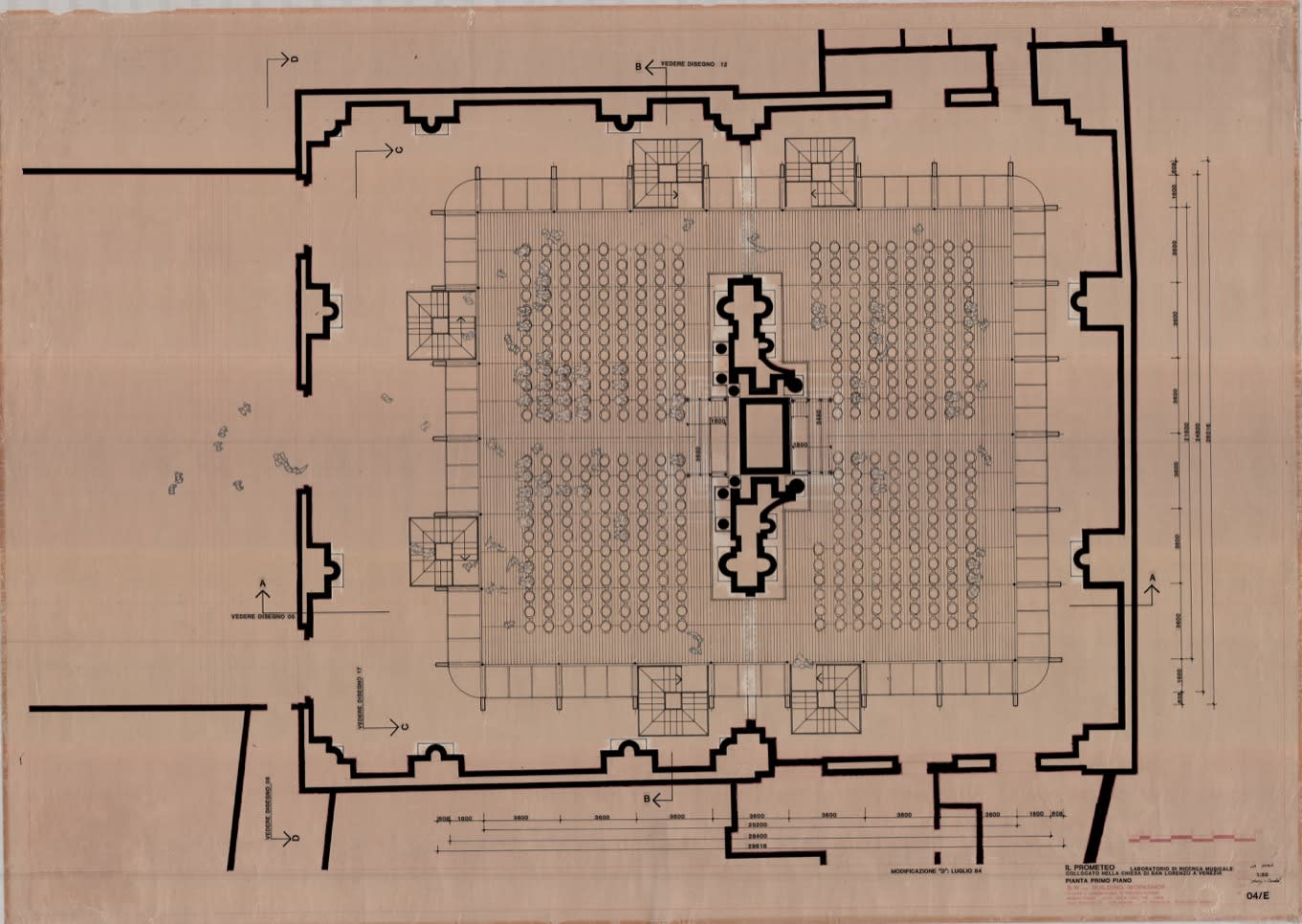 Shunji Ishida & Donald Hart Floor plan first floor, Laboratory for Musical Research in the Church of Saint Lawrence in...