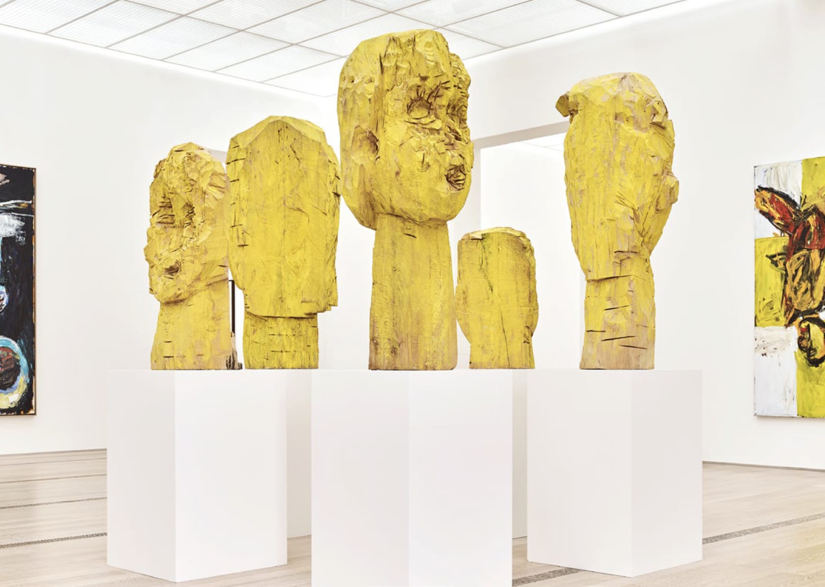 Baselitz, Dresdner Frauen - Die Elbe (1990), the wood sculpture from which the 2023 bronze work was cast, installed in...