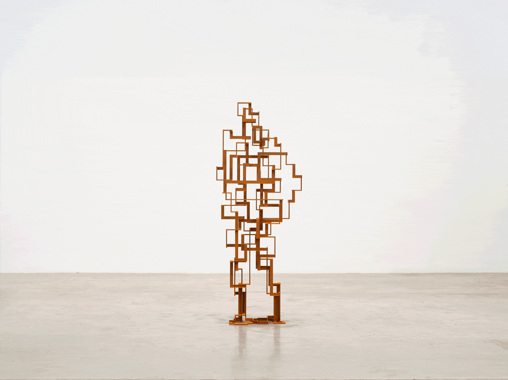 Antony Gormley LINK, 2023 8 mm Corten steel, 53.9 kg 186.5 x 73 x 75.5 cm ( 73.43 x 28.74...