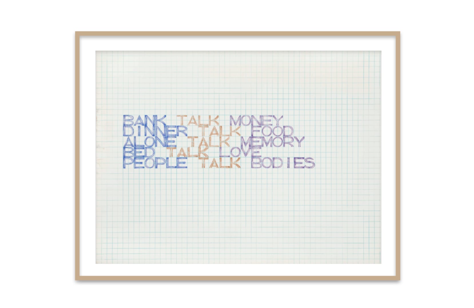 Rosemarie Castoro Estate, Bank talk money, c.1968–69