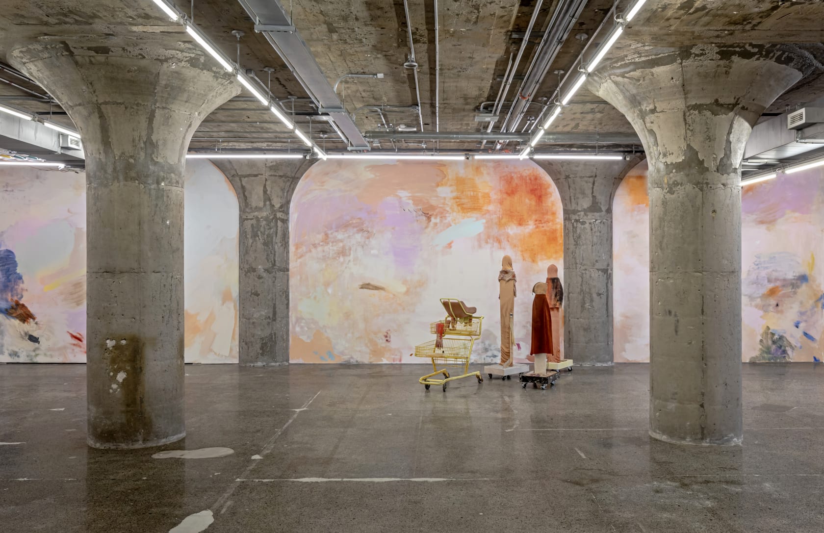 Megan Rooney, Installation view, HUSH SKY MURMUR HOLE, MOCA Toronto, 2020
