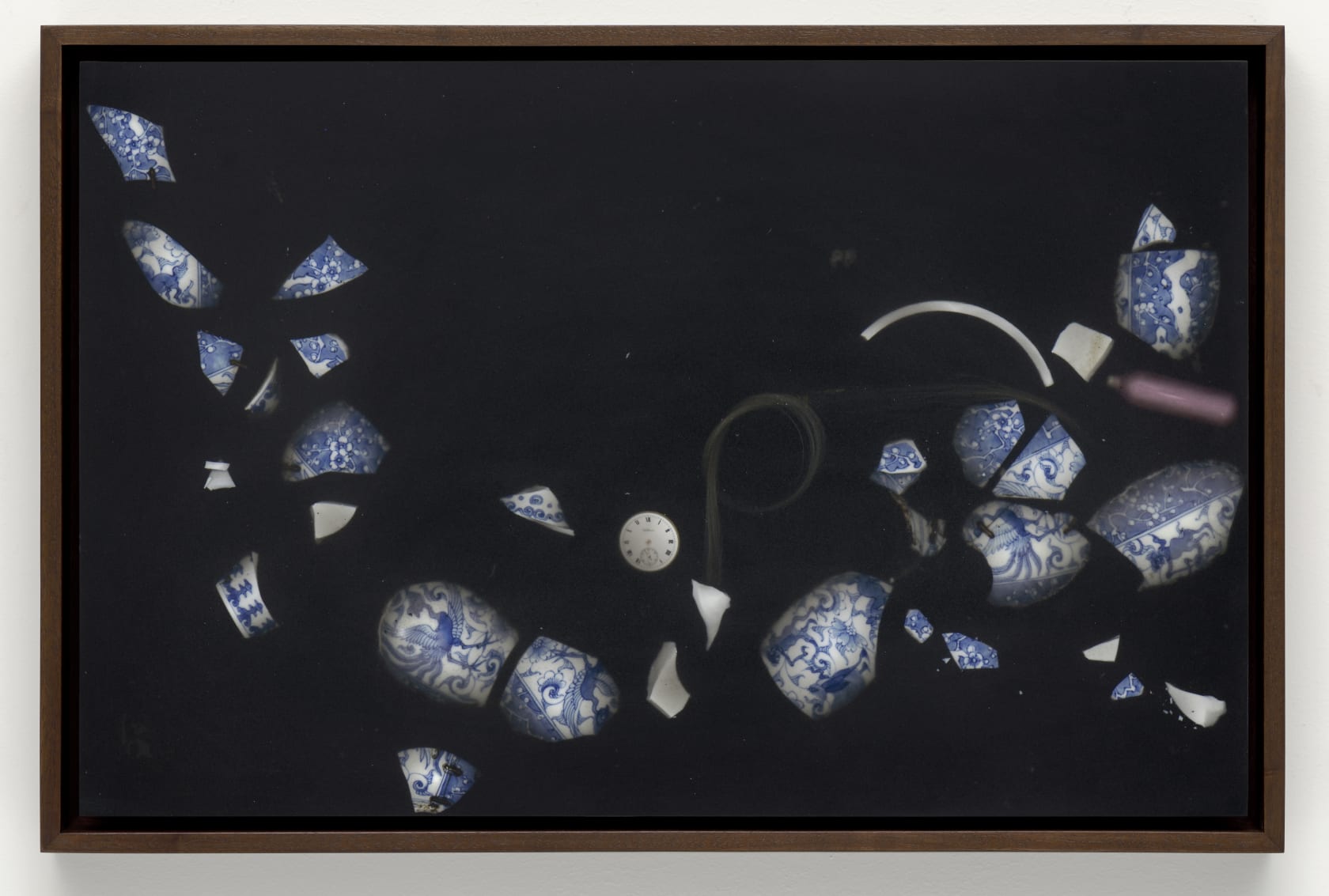 Recomposition (Wedding Song) 재구성 (결혼 축가), 2022 Sectioned and set in resin: laughing gas canister (pink), fragments of ceramic vase,...