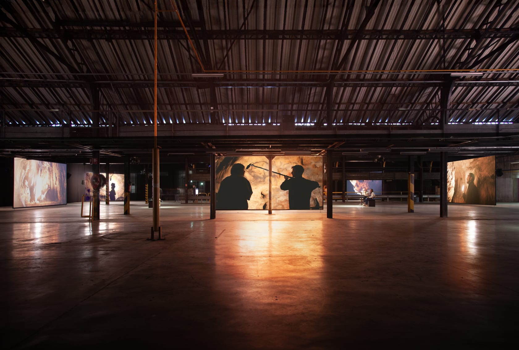 Resonance Project: The Cave, HD 8-screen immersive video and sound installation, Lyon Biennale, 2024. © Oliver Beer. Photo: Oliver Beer...