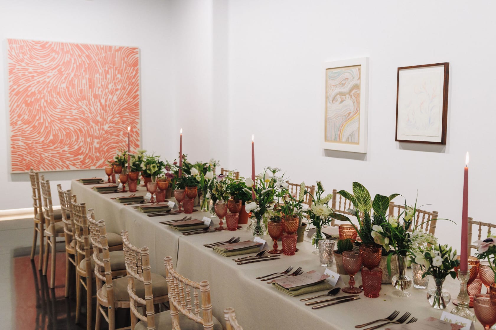 An uforgettable artist dinner for Tyler Hobbs' exhibiton Mechanical Hand, catered by Jimmy Garcia Catering at 3 Hanover Square.