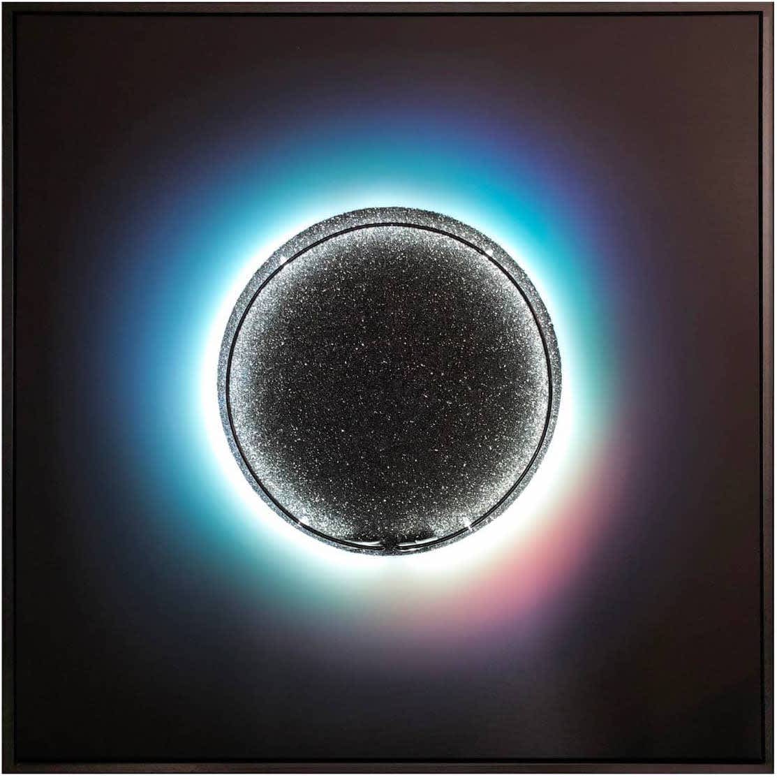 Lauren Baker Dark Matter (Dimensional Flux) White Neon, Diamond Dust and Ink on Canvas