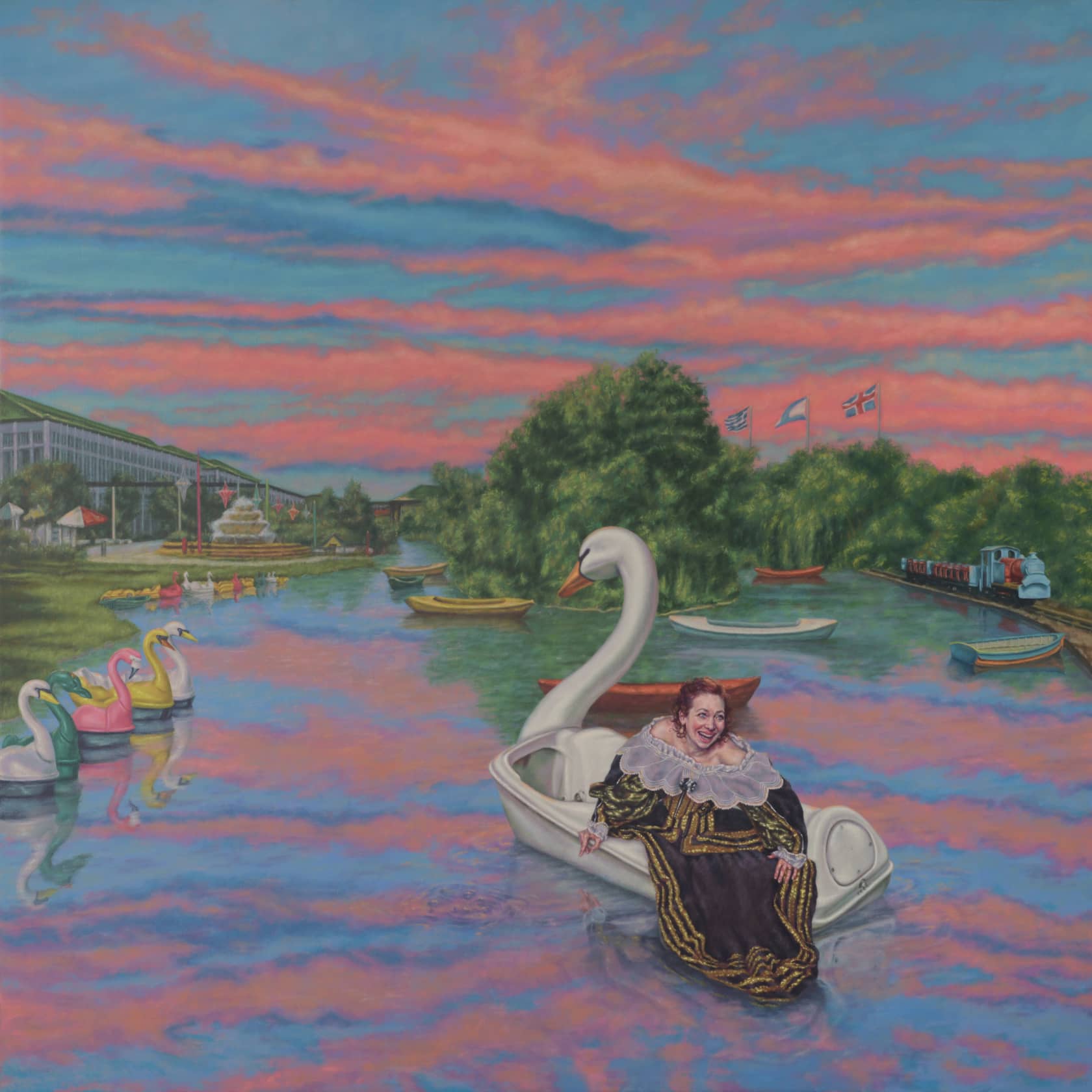 Roxana Halls Laughing While Boating Oil on linen
