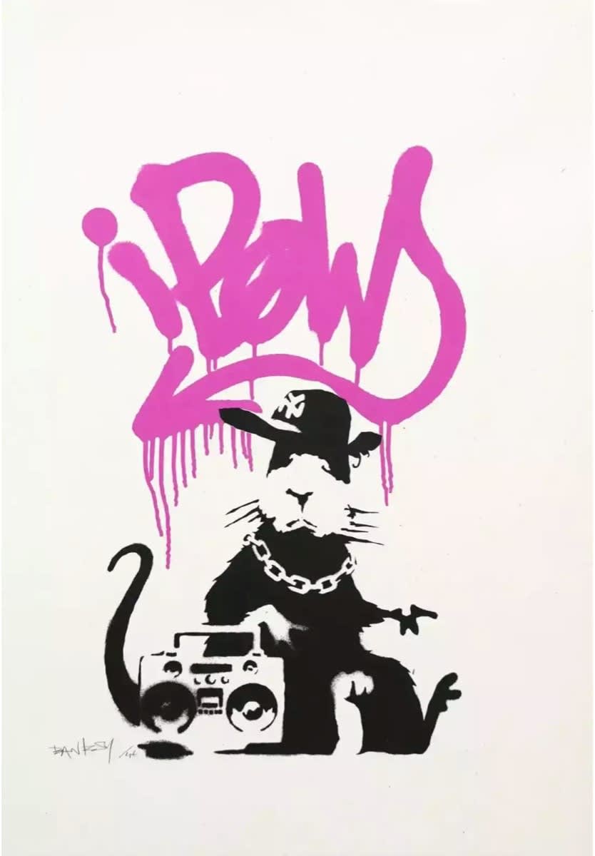 Banksy, Gangsta Rat Pink (Signed), 2004