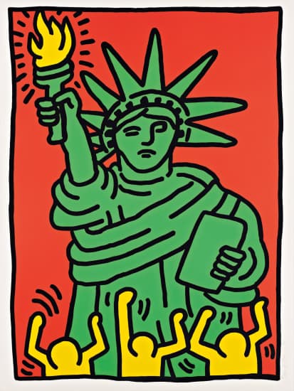 Keith Haring Statue of Liberty Screenprint in colors on heavy wove paper