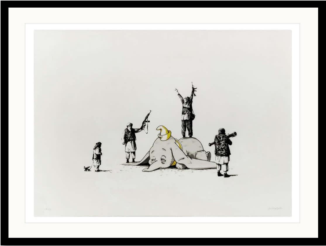 Banksy Dumbo Screenprint with watercolour