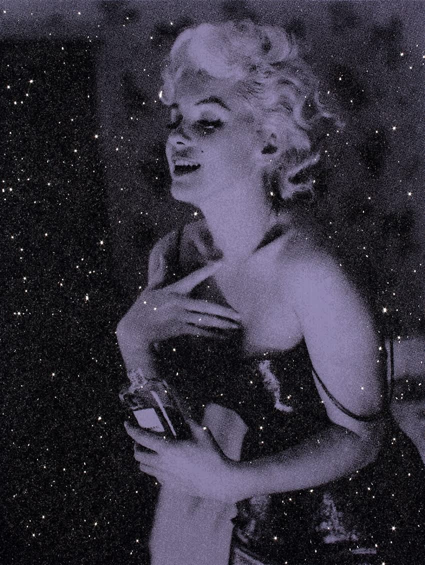 Russell Young Marilyn Chanel - Superstar Wysteria Acrylic, oil based ink and diamond dust hand pulled screen print on linen